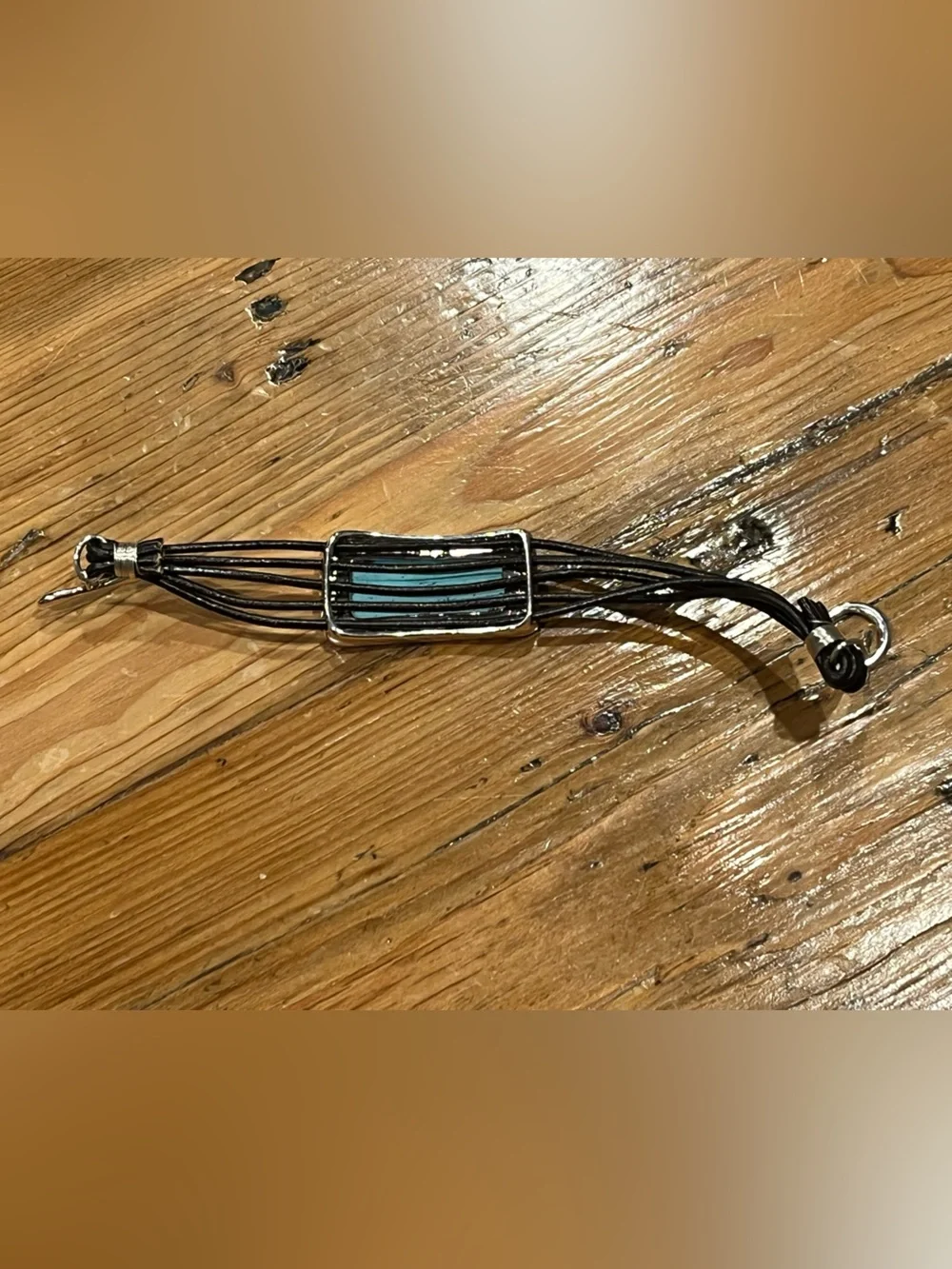 Turquoise Style Rectangle Leather Cuff Bracelet Boho Festival Southwestern